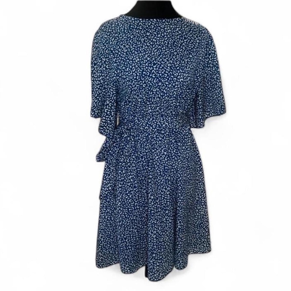 SHEIN Blue Leopard Print Dress w/ Removable Belt in Size Small.